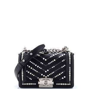 Chanel Boy Flap Bag Pearl Embellished #205398C48B